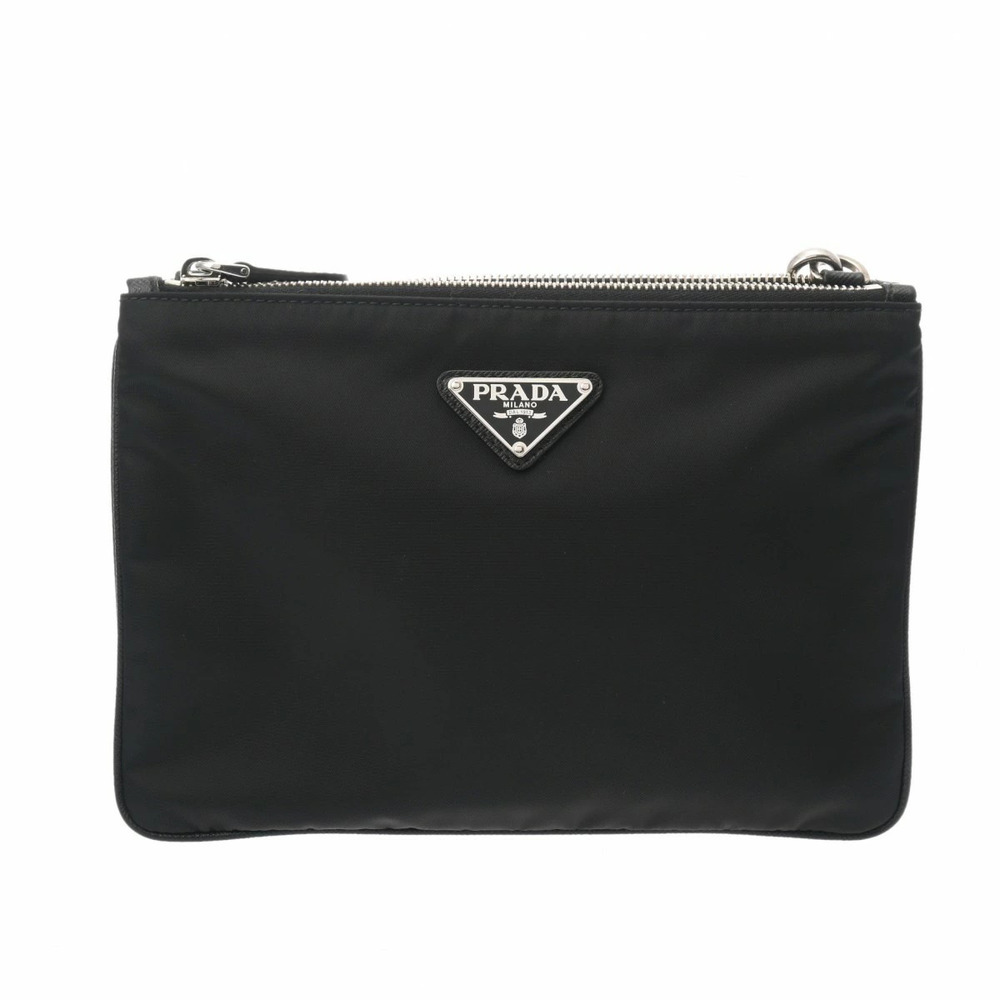 PRADA Double Pocket Black Shoulder Bag